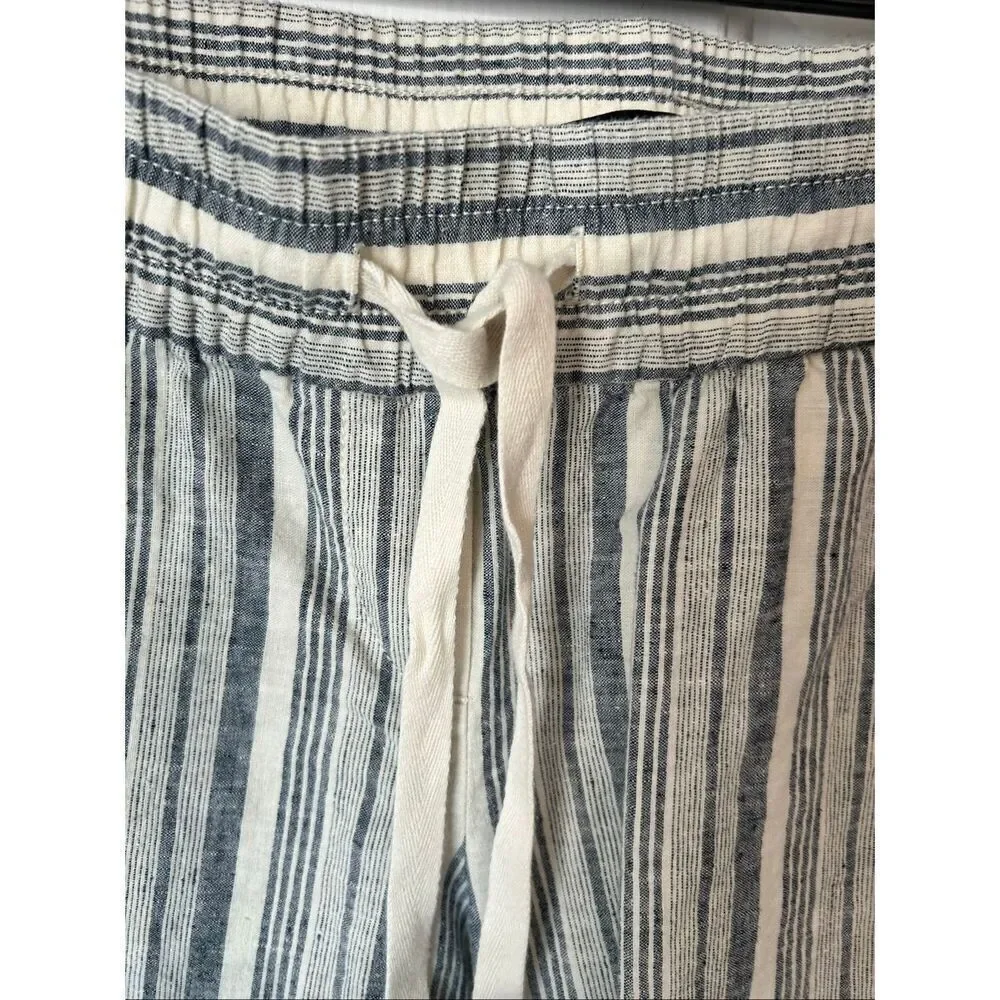Ann Taylor linen stippled pants beach attire size xs blue and white